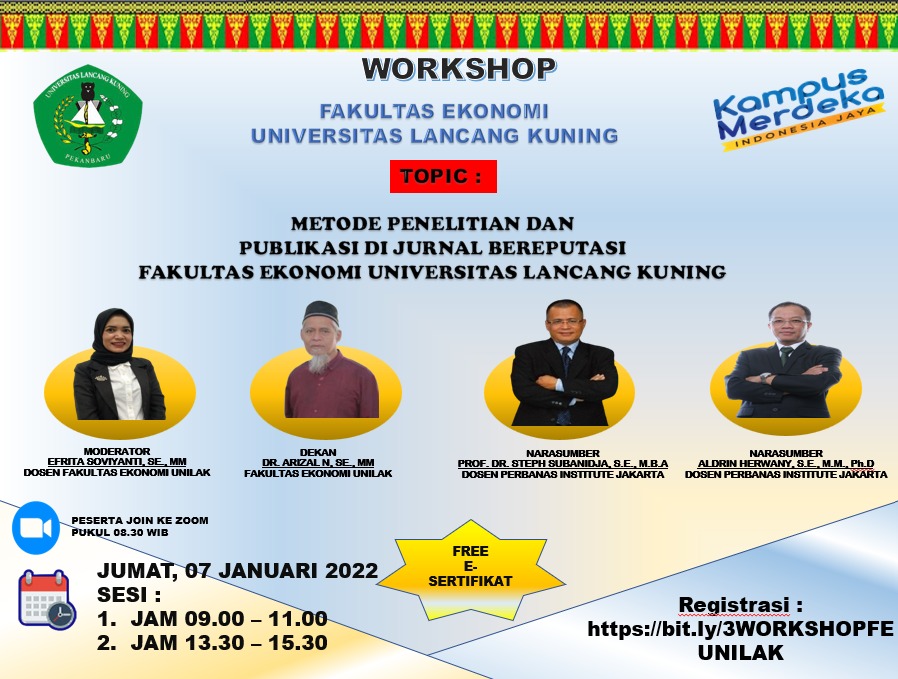 Fakultas Ekonomi Universitas Lancang Kuning mengadakan Workshop pada Hari Jumat, 07 Januari 2022